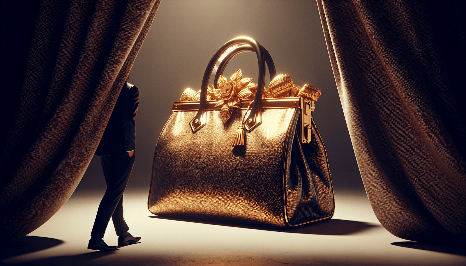 A secretive glance at a luxurious Chanel bag that hides its true cost from an oblivious husband.