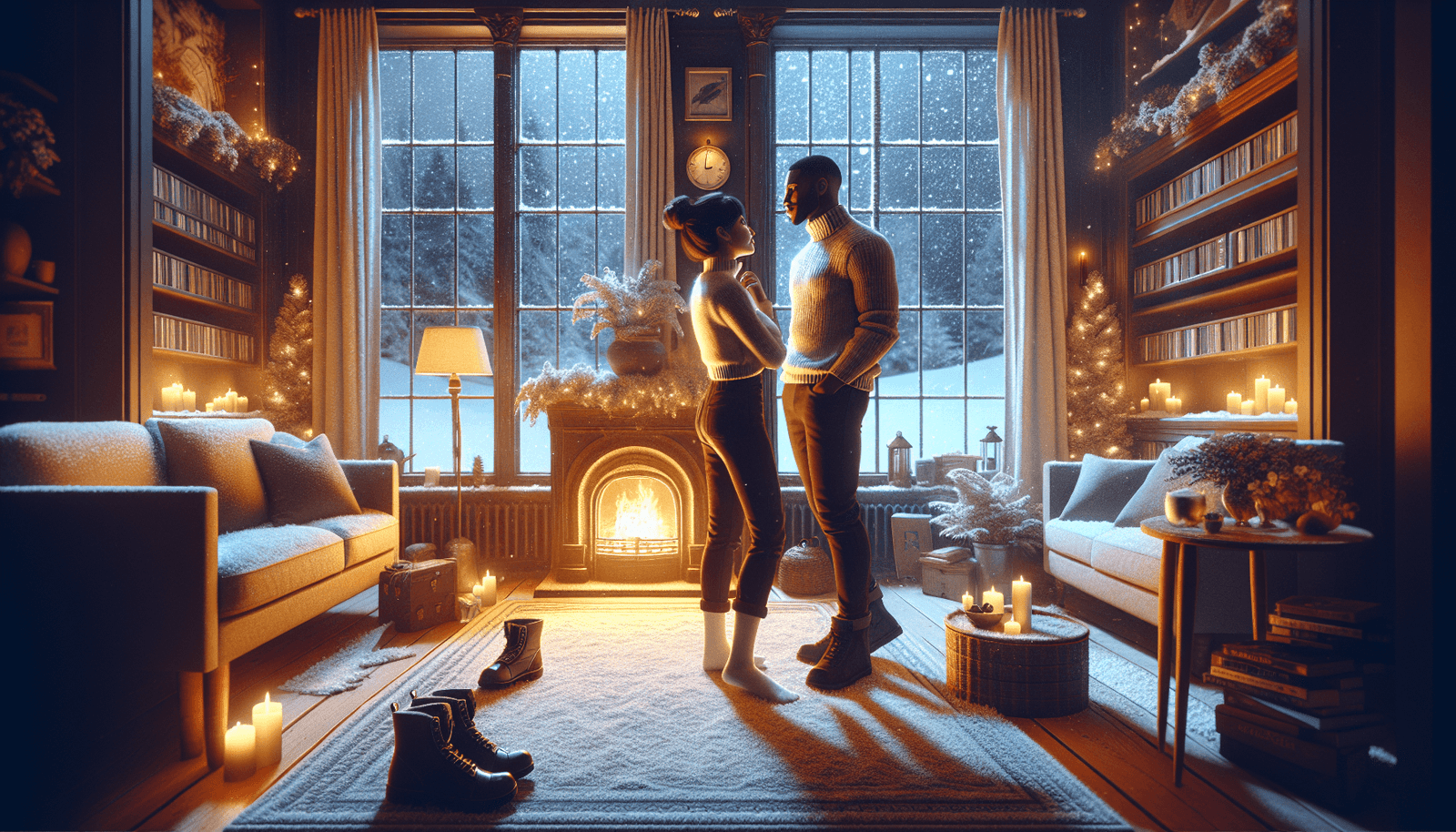Two people awkwardly pulling away after a kiss, with uncertain expressions.