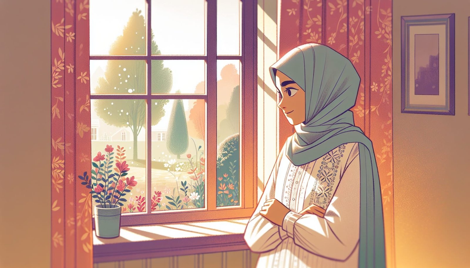 A young woman looking out of a window, reflecting on betrayal.