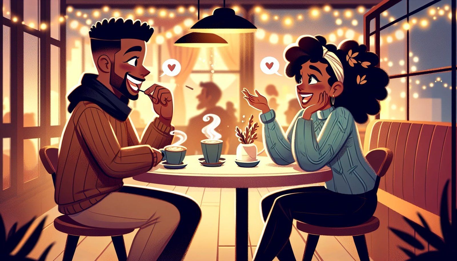 A couple laughing over coffee, symbolizing dating in your 30s and 40s.