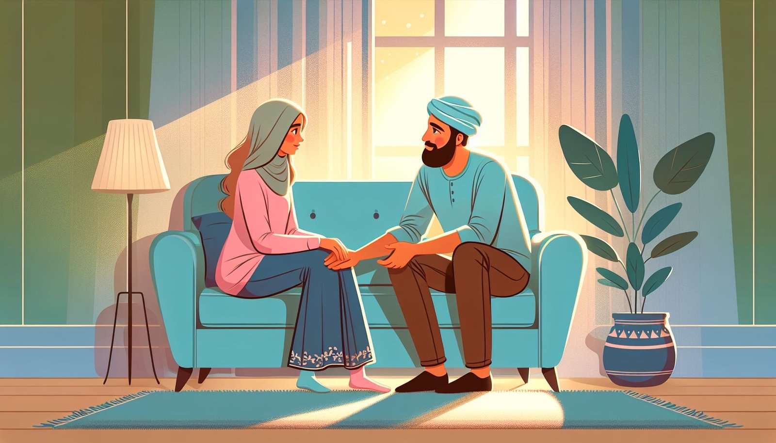 Couple having a serious conversation to rebuild trust.